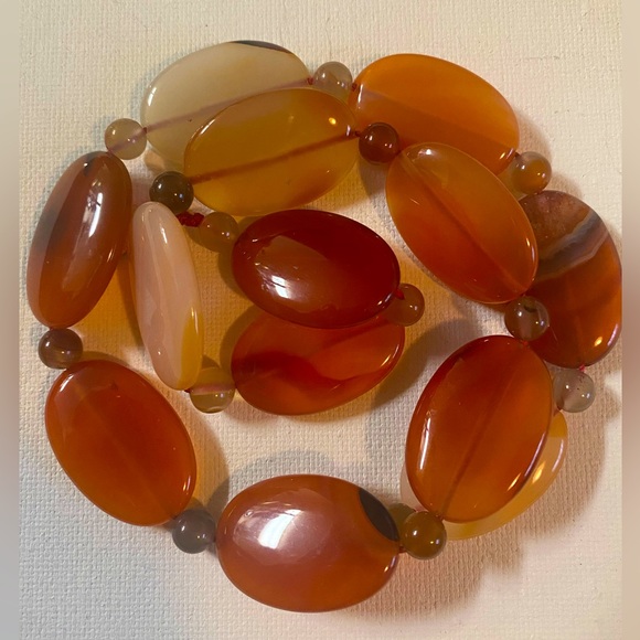 Jewelry - Carnelian Agate Gemstone Necklace Knotted Beads